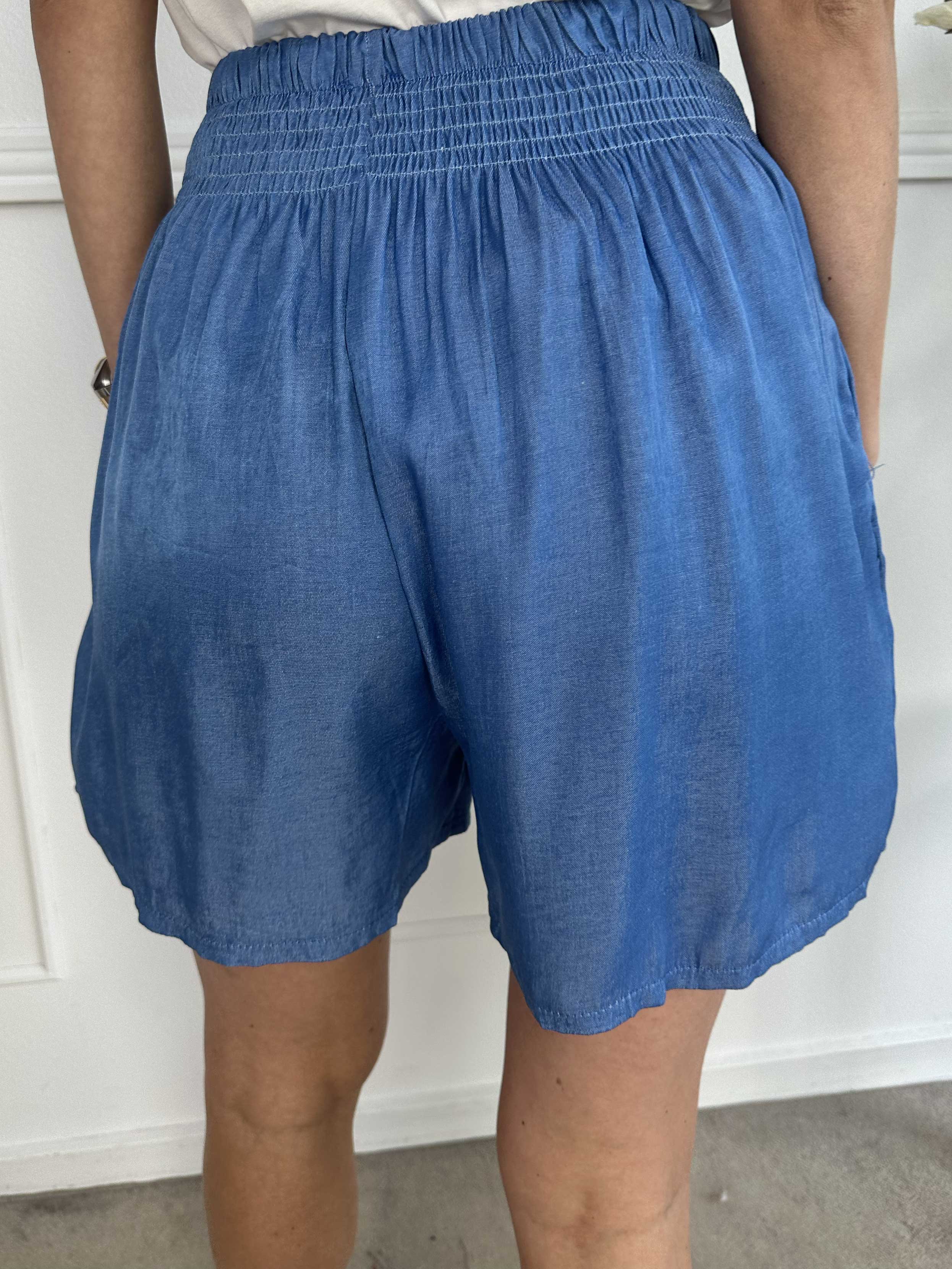 Pams Denim Shorts - Løse shorts med elastikkant i livet